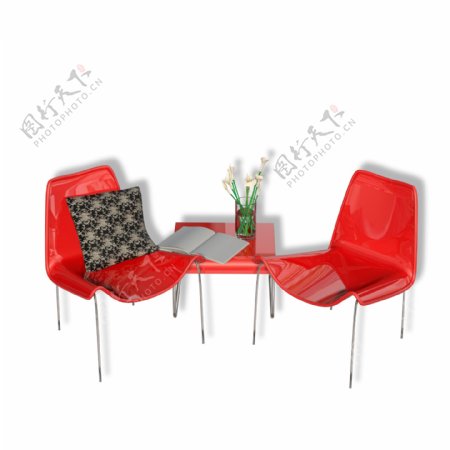 红色休闲塑料桌椅
