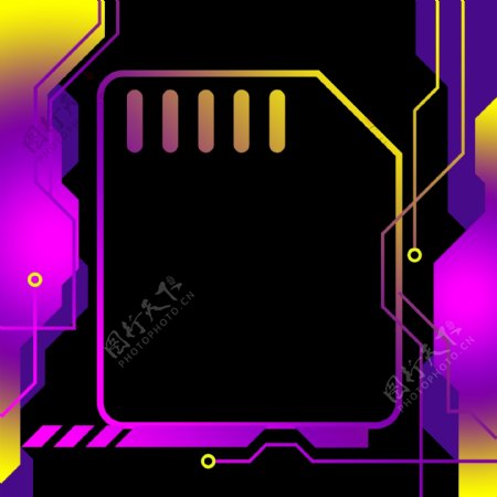 彩色科技边框紫色装饰图