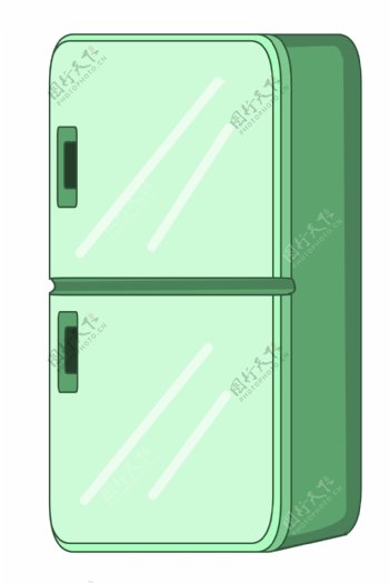 卡通绿色冰箱插图