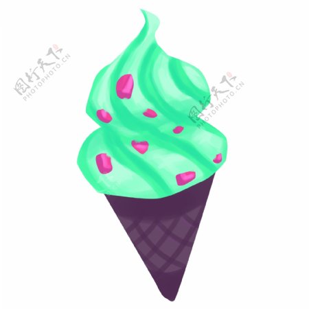 抹茶冰淇淋插画