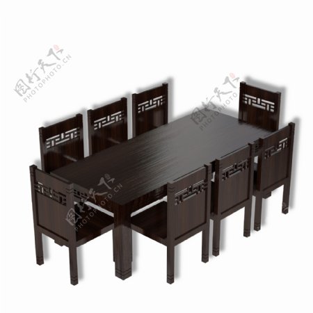中式实木餐桌餐椅