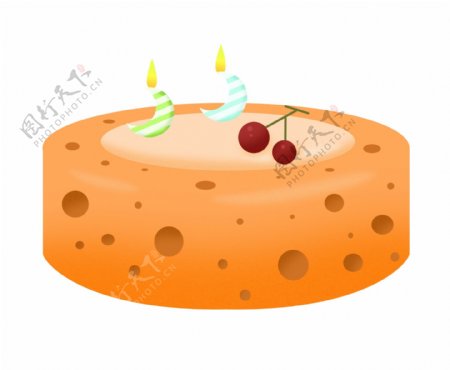 美味橙色生日蛋糕