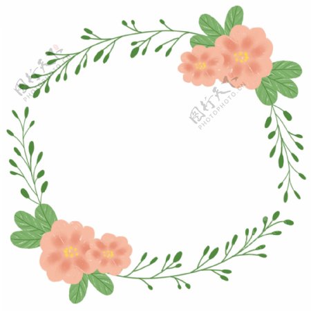 绿色植物花框插图