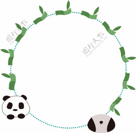 熊猫竹子边框插画