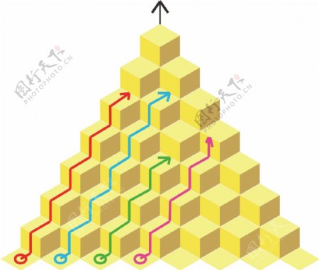 立方体阶梯PPT图表插画