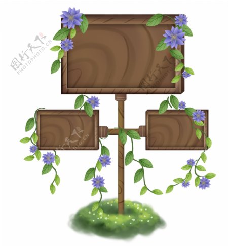 木纹花卉植物文字框