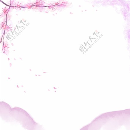 粉紫色樱花方形边框