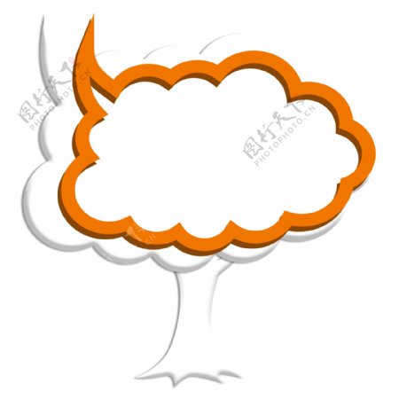 思考气泡框彩色气泡框橙色树剪影PNG素材