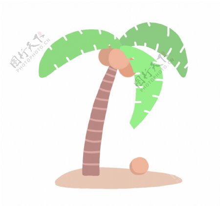 卡通绿色椰子树