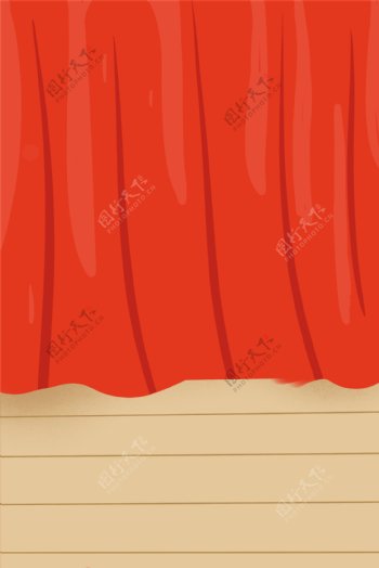 红色的窗帘免抠图