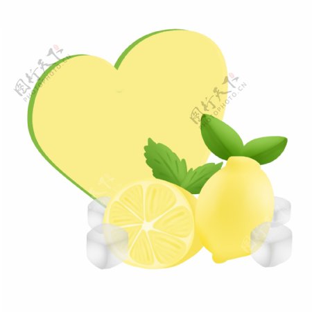 冰块柠檬爱心装饰