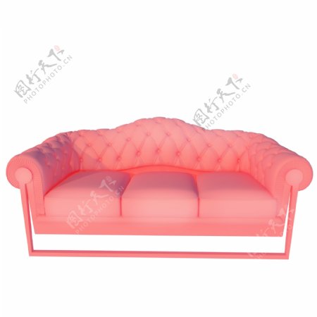 立体粉色沙发