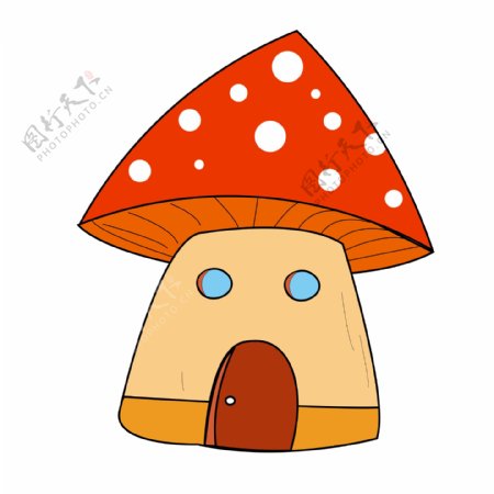 卡通蘑菇房屋元素