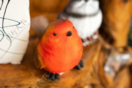 可爱红色小鸟装饰摄影