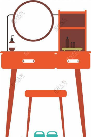 橙色的家具梳妆镜插画