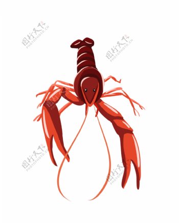 红色的拟人龙虾插画