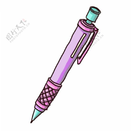 紫色铅笔卡通插画