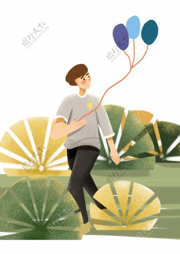 春游气球卡通插画