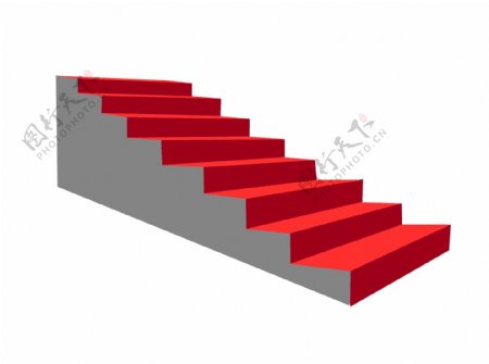 红色的楼房楼梯插画