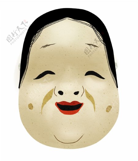 日本微笑的奶奶插画