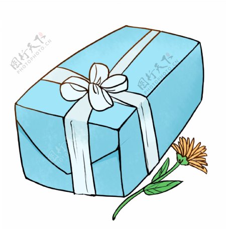 蓝色生日礼盒插画
