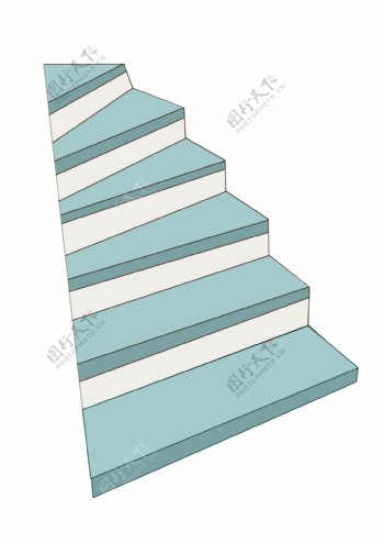天蓝色的楼梯插画