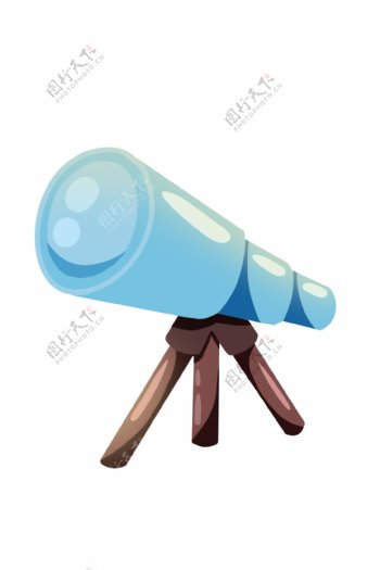 卡通蓝色望远镜插图