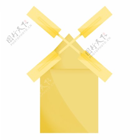 黄色房屋风车插画