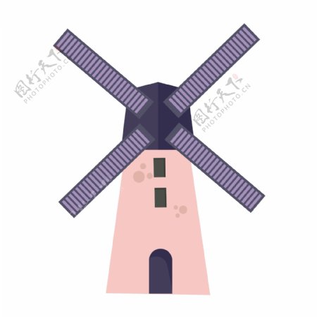 粉紫色风车装饰插画