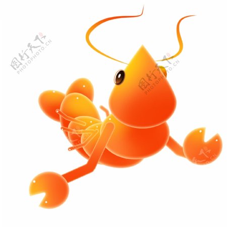 游泳的可爱龙虾插图
