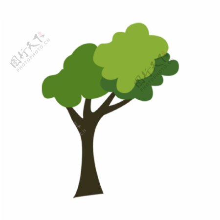 绿色大树卡通透明素材