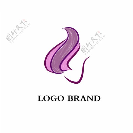 高贵紫手绘涂鸦风格美发logo