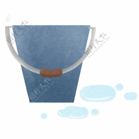卡通简约蓝色水桶装饰素材