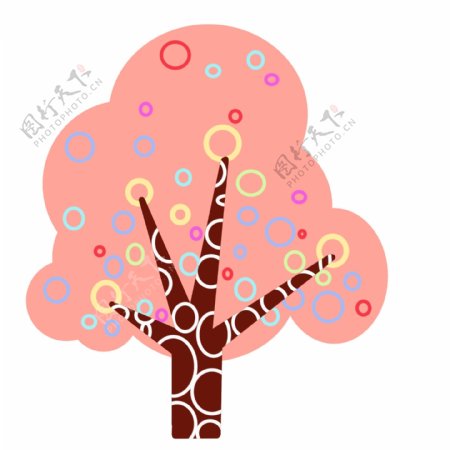 粉色圆圈大树