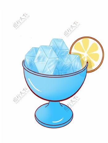 蓝色碗冰块小吃