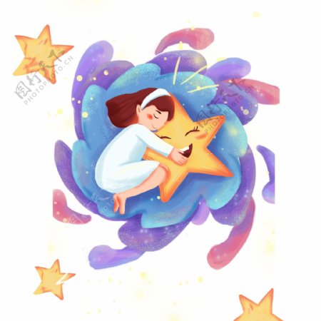 在星星的漩涡里睡觉的女孩