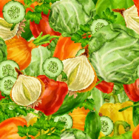 彩绘蔬菜无缝背景设计