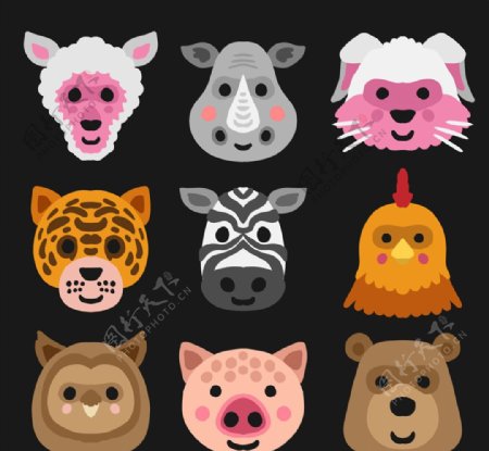 彩绘动物头像面具