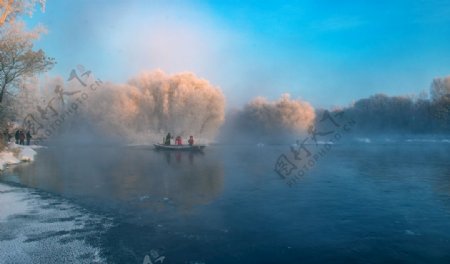 黑龙江库尔滨河冬季风景