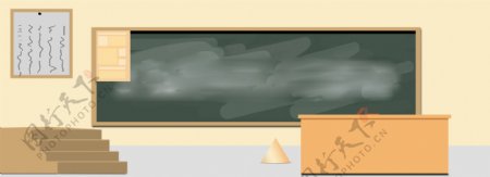 讲台校园季手绘教室背景