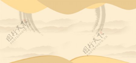中国风米黄色剪纸banner背景设计
