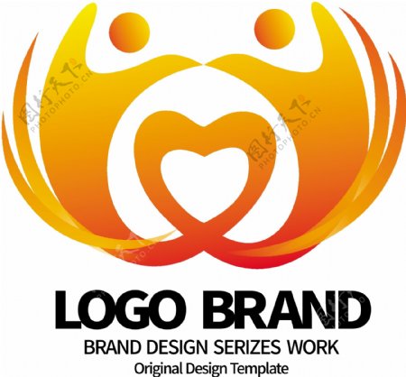 简约金色爱心y字母公司LOGO标志设计