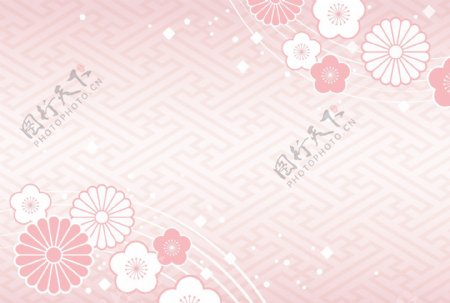 日本风格淡彩花纹