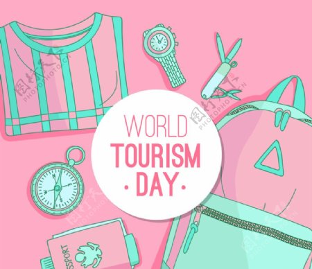 粉色背景世界旅游日