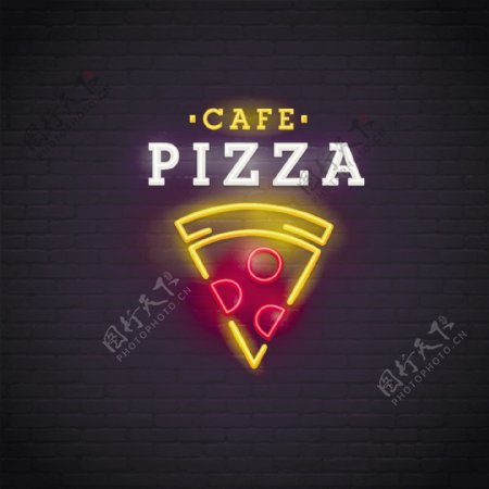 pizza店霓虹灯发光logo