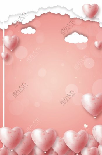 浪漫爱心气球情人节海报背景