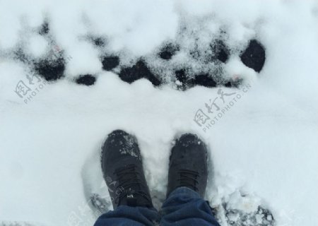 冬天雪中的脚