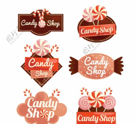 6款创意糖果店标签矢量素材