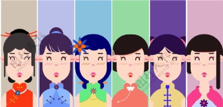 六个古装旗袍女人