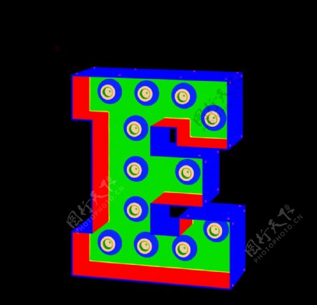 彩色立体字母